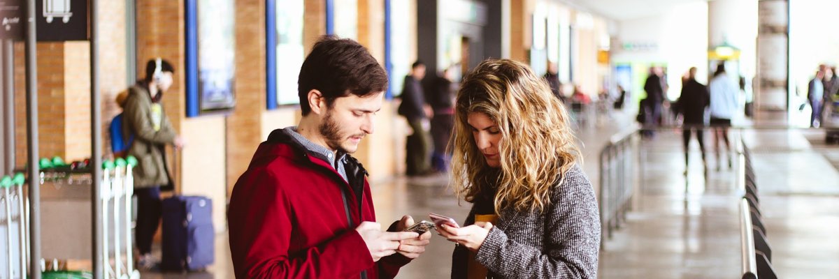 People exchanging contact information